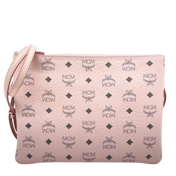 MCM New With Tags Powder Pink Logo Flat Pouch/ Clutch Crossbody Purse - Picture 2 of 12